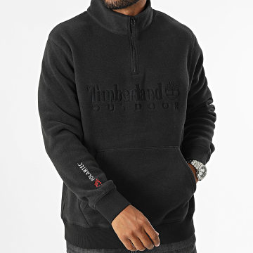 Timberland - Lineair Logo Zip Neck Fleece Sweatshirt A6Y5T Zwart