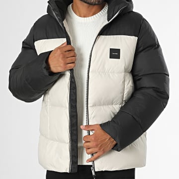Calvin Klein - Doudoune Capuche Hooded Quilt Color Block 4384 Beige Noir