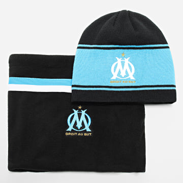 OM - Lot Cache-Cou Et Bonnet HCM112 Noir Bleu Clair Blanc