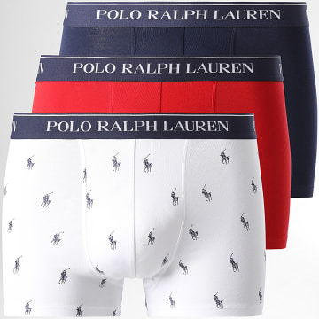 Polo Ralph Lauren - Lot De 3 Boxers Blanc Rouge Bleu Marine