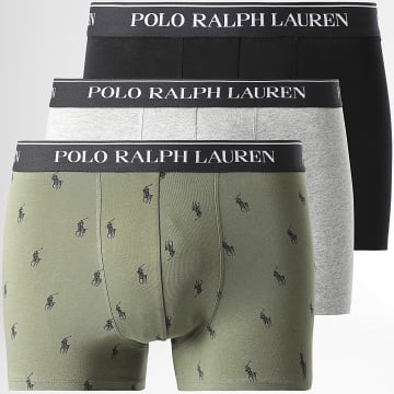 Polo Ralph Lauren - Juego De 3 Calzoncillos Boxer Caqui Verde Gris Heather Negro