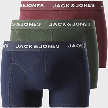 Jack And Jones - Set di 3 boxer Teo Solid Navy Green Khaki Bordeaux