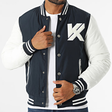 Kymaxx - Azul Marino Blanco Chaqueta Teddy