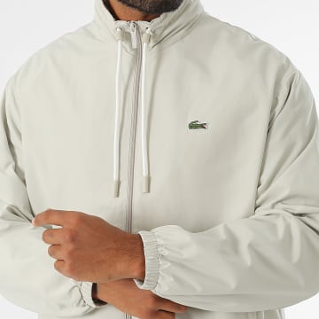 Lacoste - Veste Zippée Capuche Logo Brodé Crocodile Beige