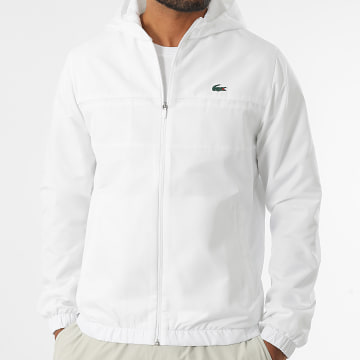 Lacoste - Veste Zippée Capuche Logo Crocodile Blanc