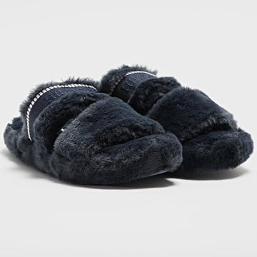 Tommy Hilfiger - Pantuflas de mujer Fur Basics 8343 Azul marino