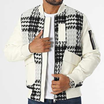 Frilivin - Veste Bomber Noir Beige Clair