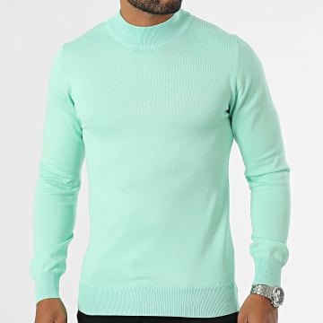 Frilivin - Jersey verde menta con cuello de embudo