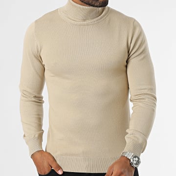 Frilivin - Jersey beige con cuello vuelto