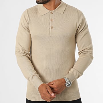 Frilivin - Polo lange mouw Beige