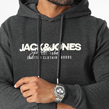 Jack And Jones - Sweat Capuche Alvis Gris Anthracite Chiné