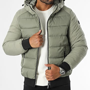 Kymaxx - Chaqueta con capucha verde caqui