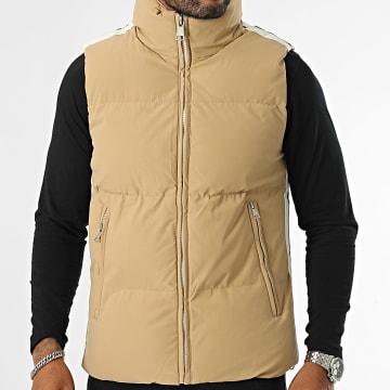 MTX - Cappotto senza maniche a righe beige