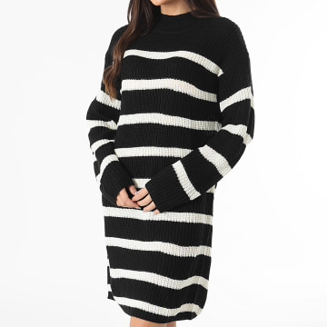 Only - Justy Zwarte Strepen Sweater Jurk