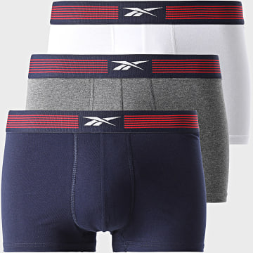 Reebok - Lot De 3 Boxers 15036 Bleu Marine Blanc Gris Anthracite Chiné