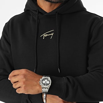 Tommy Jeans - Sweat Capuche Regular Gold Signature 0507 Noir Doré