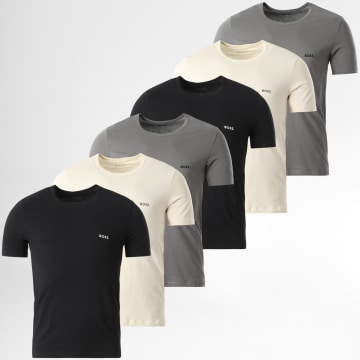 BOSS - Lot De 6 Tee Shirts 50517856 Noir Gris Beige