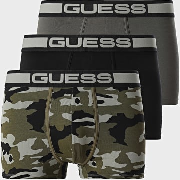 Guess - Lot De 3 Boxers U4BG05-K6YW1 Vert Kaki Noir