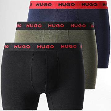 HUGO - Lot De 3 Boxers 50517886 Noir Bleu Marine Vert Kaki