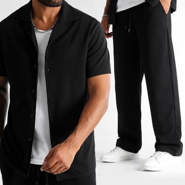 LBO - Ensemble Chemise Manches Courtes Et Pantalon Jogging Waffle 0303 1369 Noir