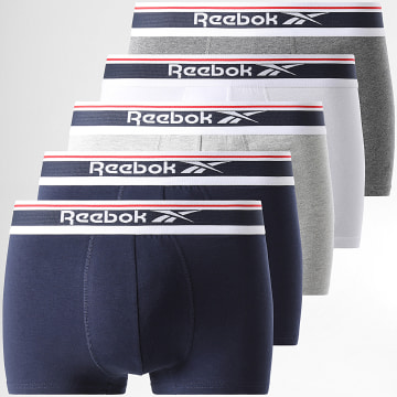 Reebok - Set di 5 boxer 15039 Bianco Navy Heather Grigio antracite