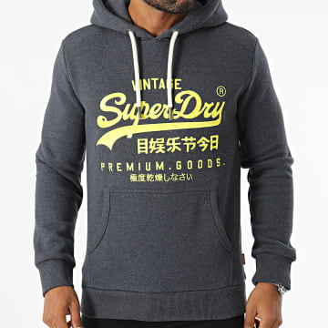 Superdry - Neon Vintage Logo Graphic Hoodie M2013704A Navy Heather Blue