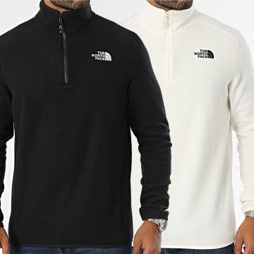 The North Face - Lote de 2 sudaderas Glacier A855W Negro Beige Fleece Zip Neck