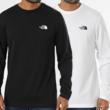 The North Face - Lot van 2 T-shirts Lange Mouw Eenvoudig Koepel A87QN Zwart Wit