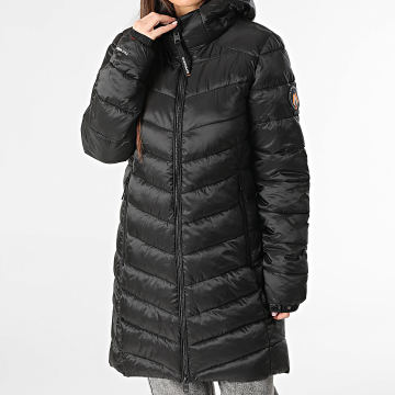 Superdry - Abrigo largo con capucha Fuji Mujer Negro