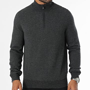 BOSS - Sweat Col Zippé Eltorino 50528322 Gris Anthracite