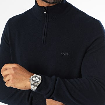 BOSS - Sweat Col Zippé Emarlo 50530314 Bleu Marine