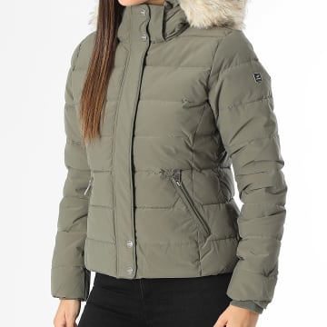 Kaporal - Consolador con capucha de piel Mibby verde caqui de mujer