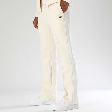 Lacoste - Pantalon Jogging A Bandes Logo Brodé Crocodile Beige