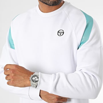 Sergio Tacchini - Diagonalley 40774 Sudadera cuello redondo rayas blanco turquesa