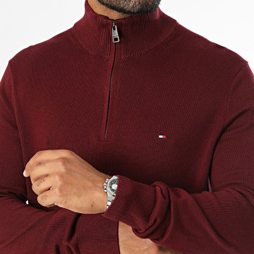 Tommy Hilfiger - Pima 8049 Bordeaux Sweater met Ritssluiting