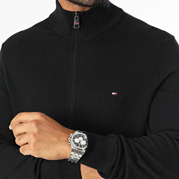 Tommy Hilfiger - Sudadera con cremallera Cashere 8050 de algodón orgánico Pima Negro