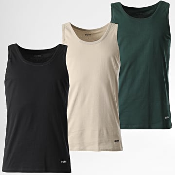 BOSS - Lote de 3 camisetas sin mangas 50517863 Beige Negro Verde oscuro