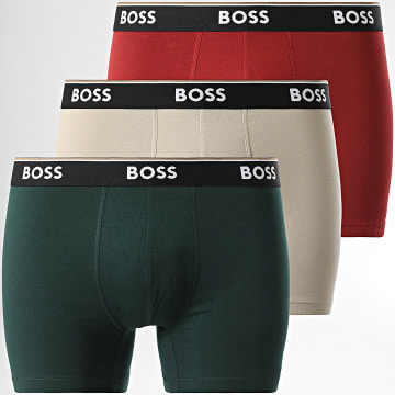 BOSS - Lot De 3 Boxers 3P Power 50517828 Beige Vert Foncé Rouge