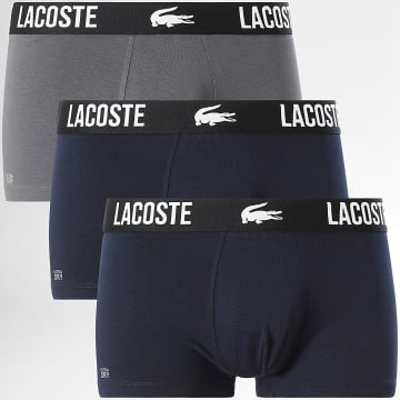 Lacoste - Lot De 3 Boxers Logo Crocodile Bleu Marine Gris Anthracite