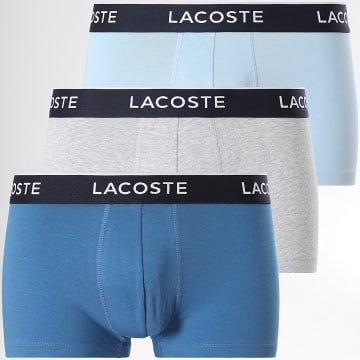 Lacoste - Lot De 3 Boxers Classic Gris Chiné Bleu Clair Bleu Roi