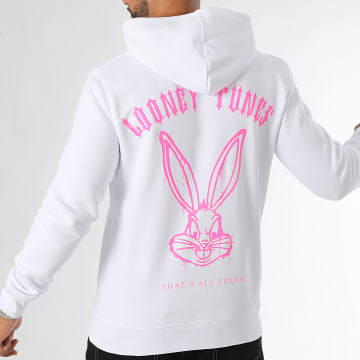 Looney Tunes - Bugs Bunny Wereldwijd Rugspray Hoodie Wit Roze Fluo