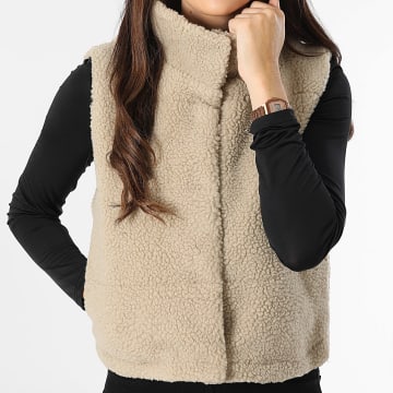 Veste longue sans manches en sherpa pour femme