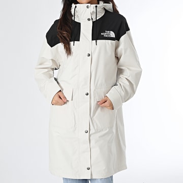 The North Face - Cortaviento largo para mujer Reign On A8BCJ Ecru Black