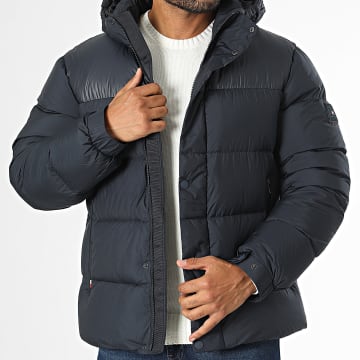 Tommy Hilfiger - Doudoune Capuche Mix Down Hooded Puffer 7369 Bleu Marine