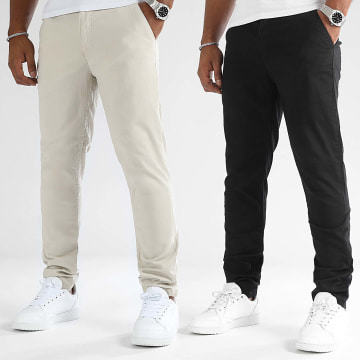 LBO - Lot De 2 Pantalons Chino 0524 0526 Noir Beige Clair