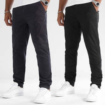 LBO - Lot De 2 Pantalons Chino 0524 0525 Noir Bleu Marine