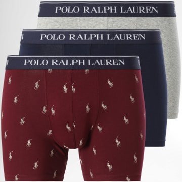 Polo Ralph Lauren - Set di 3 boxer Bordeaux Navy Grey Heather