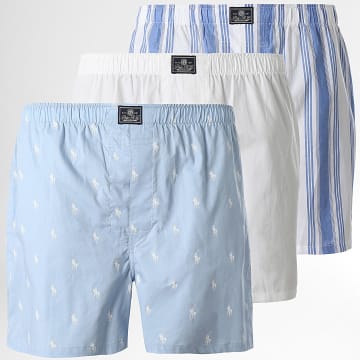 Polo Ralph Lauren - Lot De 3 Caleçons Blanc Bleu Clair