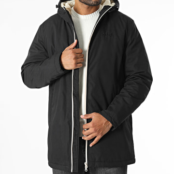 Schott NYC - Chaqueta negra con capucha y cremallera Bluster