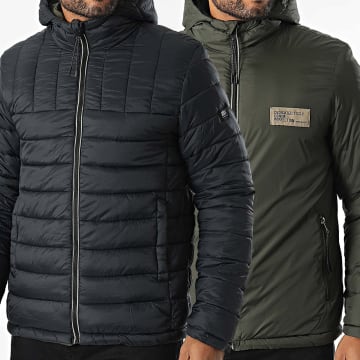 Blend - Doudoune Capuche Réversible 20717225 Vert Kaki Bleu Marine